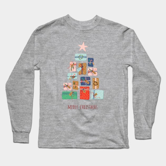 Merry Christmas Print Long Sleeve T-Shirt by DanielK